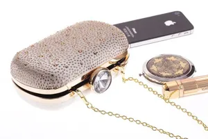 Luxury Rhinestone Evening Clutch Bag Acrylic Diamond Handbag Banquet Purse with Chain