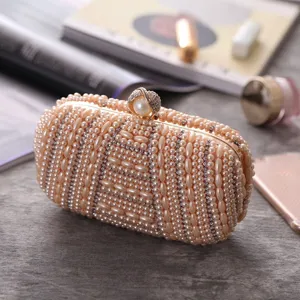 Elegant pearl rhinestone evening clutch bag, exquisite beaded design, perfect for party wedding.