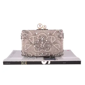 Borsetta da sera con perline e strass pochette elegante per festa matrimonio lusso