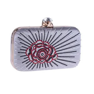Elegant rhinestone evening clutch bag with sparkling crystals for women party dress events.