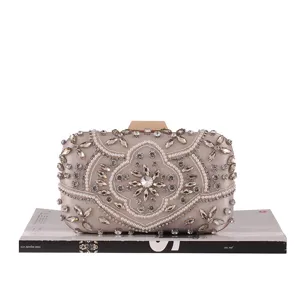Rhinestone pearl beaded evening clutch bag for women formal party wedding dress accessory