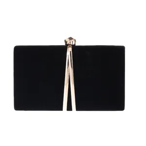 Women Velvet Hard Box Evening Bag Metallic Lock Clutch Purse Fashion Crossbody Shoulder Bag For Banquet Party