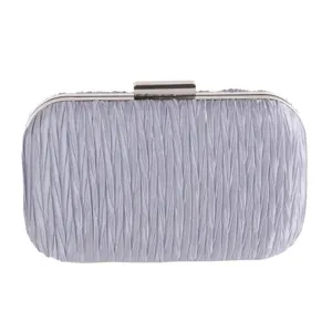 Zilveren geplooide avondtas, elegante harde clutch handtas voor dames feestje bruiloft.