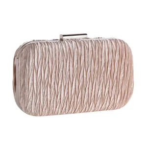 Vrouwen Minimalistisch Geplooid Avondtas Harde Schaal Clutch Portemonnaie Elegante Banket Cocktail Feest Handtas met Metalen Frame