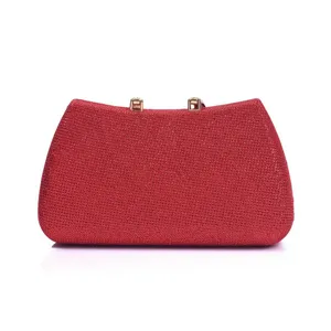 Red rhinestone evening clutch bag for women sparkly wedding party purse stylish dress handbag.