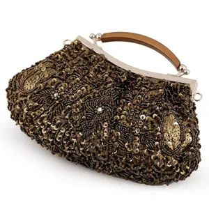 Vintage beaded evening clutch bag for women retro embroidered handbag detail showcase