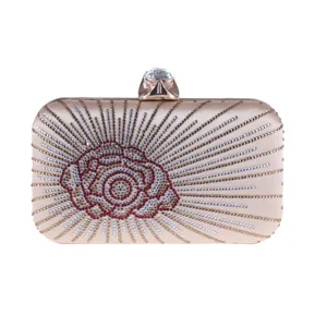 Elegant rhinestone evening clutch bag with sparkling crystals and satin finish for women.
