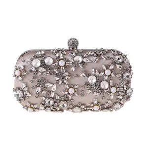 Elegant rhinestone evening clutch bag with sparkling crystals, perfect for parties and weddings.