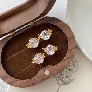 Elegant butterfly zirconia stud earrings set in 925 silver, exquisite daily jewelry for women.
