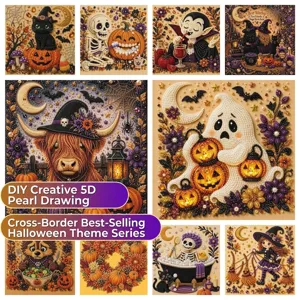 DIY 5D pintura de diamante serie Halloween calabaza bruja diamantes imitación punto cruz decoración