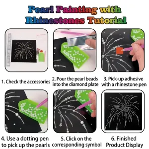 Kit de pintura de perlas de diamante bricolaje guia paso a paso para arte manual.