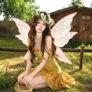 Fairy butterfly wings pink elf costume cosplay photo prop party back accessory detail view