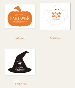 Halloween shaped stickers set featuring cute pumpkin, ghost and witch hat designs for decor.