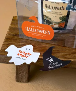 Halloween sticker set featuring cute ghost pumpkin and witch hat designs for festive decor.