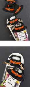 Halloween witch hat paper card headers for party gift packaging and candy bag decoration.