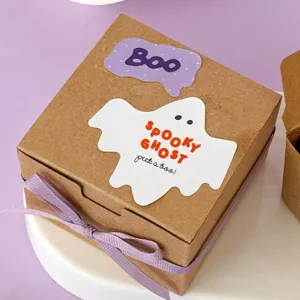 Halloween ghost waterproof decorative stickers for gift boxes, party favors and holiday crafts.