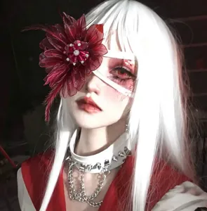 Benda per occhi con fiore rosso e strass stile gotico cosplay Halloween accessorio foto