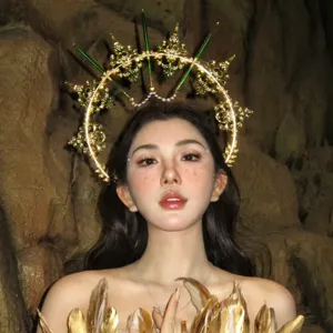 DIY Virgin Mary Halo Headband Material Kit Baroque Golden Sunburst Filigree Wings Headpiece With Artificial Pearl For Party Women Jewelry