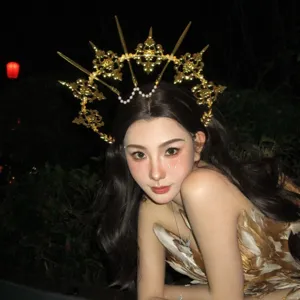 DIY baroque halo crown headband gothic hair accessory festival party costume headtie detail