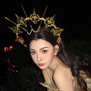DIY gold halo crown headband material pack luxury goddess gothic headpiece for women