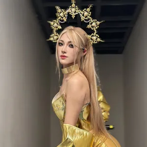 DIY gold halo crown headband hair accessory for women, elegant festival party headpiece.