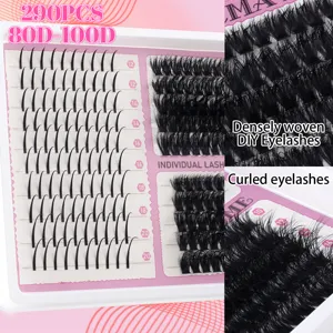 DIY μεμονωμένες βλεφαρίδες σε τούφες μεικτές 290τμχ πυκνές γυριστές ψεύτικες βλεφαρίδες