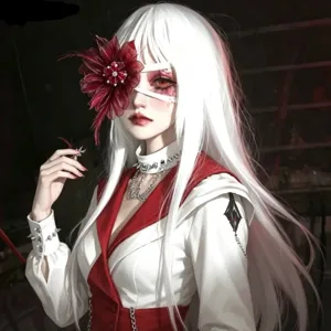 Benda per occhi con strass di fiore rosso in stile gotico scuro per oggetti di scena.