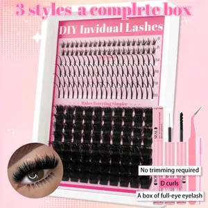 DIY Einzelne Wimpernverlängerung Set Segmentierte Feen-Cluster Wimpern Natürliche Dicke Selbstpfropfende Falsche Wimpern Mit Bond Und Seal Kleber Pinzetten Set