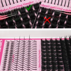 DIY segmentierte einzelne Bueschel Kuenstliche Wimpern gemischte Laenge natuerliches Tray