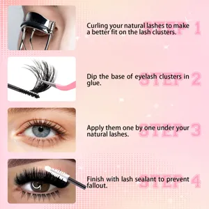 Detaillierte Anleitungsgrafik zur Schritt-fuer-Schritt-Anwendung von DIY Wimpernbuescheln.