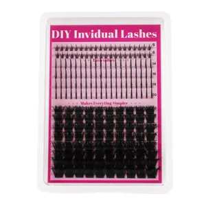 DIY einzelne Cluster künstliche Wimpern gemischte Länge natürliche Volumen Wimpern Tray