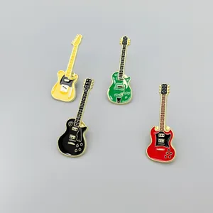 Zinc Alloy Electric Guitar Brooch Enamel Musical Instrument Badge Fashion Backpack Clothing Decorative Pin Jewelry Gift