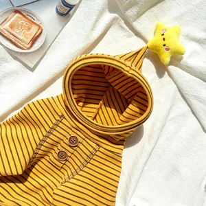 Pet striped hooded sweatshirt with star detail, cozy autumn winter small dog cat apparel