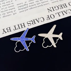 Exquisite rhinestone airplane brooch pin, sparkling crystal fashion suit accessories for women.