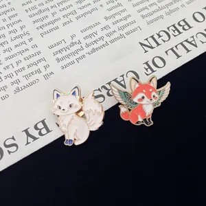 Cute Japanese Style Cartoon Fox Brooch Pin Enamel Zinc Alloy Badge For Clothing Backpack Hat Decoration Creative Gift For Friends