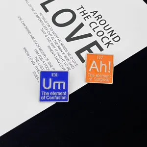 Grappig Periodiek Systeem Element Emaille Pins Zinklegering Ah Verrassing Um Verwarring Broche Voor Rugzak Denim Jas Unisex Mode Sieraden