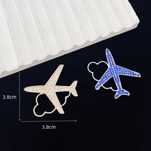 Exquisite airplane rhinestone brooch set, elegant crystal pin for women's suit wear.