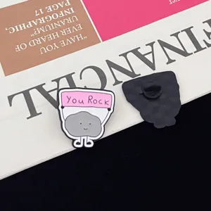 Cute rock metal brooch pin with inspirational sign, fashion backpack clothing accessory badge.
