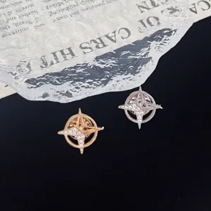 Hexagram Star Lapel Pin For Men Suit Zinc Alloy Rhinestone Brooch Personality Badge Shirt Collar Buckle Trendy Jewelry
