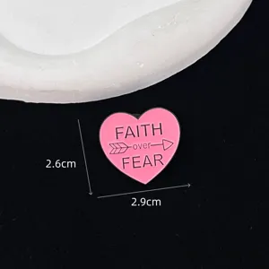 Pink heart shaped shoe charm pin with faith over fear quote accessory cute gift