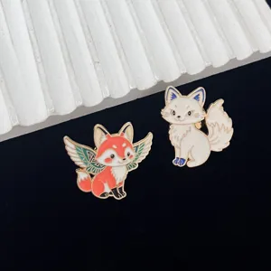 Cute anime fox enamel pin set, creative cartoon brooch badge for clothes and bags decoration.