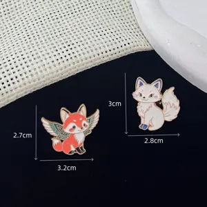 Cute Japanese style fox enamel pins set, creative cartoon brooch badges for clothes and bags.