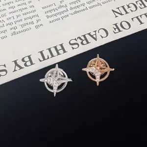 Hexagram compass brooch rhinestone metal lapel pin suit badge for men and women fashion jewelry