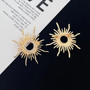 Vintage baroque sunburst brooch rhinestone circle pin elegant coat accessory detail view