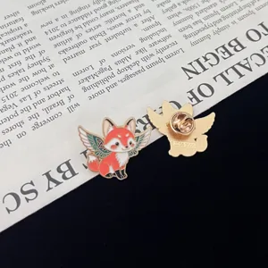 Cute winged fox enamel pin badge for cute clothing and bag decoration creative gift