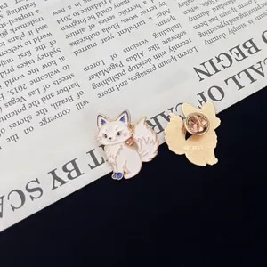 Cute white fox enamel pin brooch metal badge for clothes bags apparel accessories gift