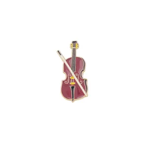 Exquisite violin brooch pin, stylish music instrument badge for clothing and bag accessories.