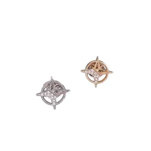 Exquisite crystal star lapel pin and suit brooch set, elegant metal collar pin for men.