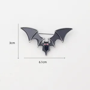Gothic Halloween Bat Brooch Enamel Pin Red Eyes Spooky Lapel Pin Badge Costume Jewelry