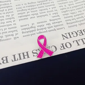Roze glans lint broche geemailleerde legering borstkanker bewustzijn speld sieraden gift.